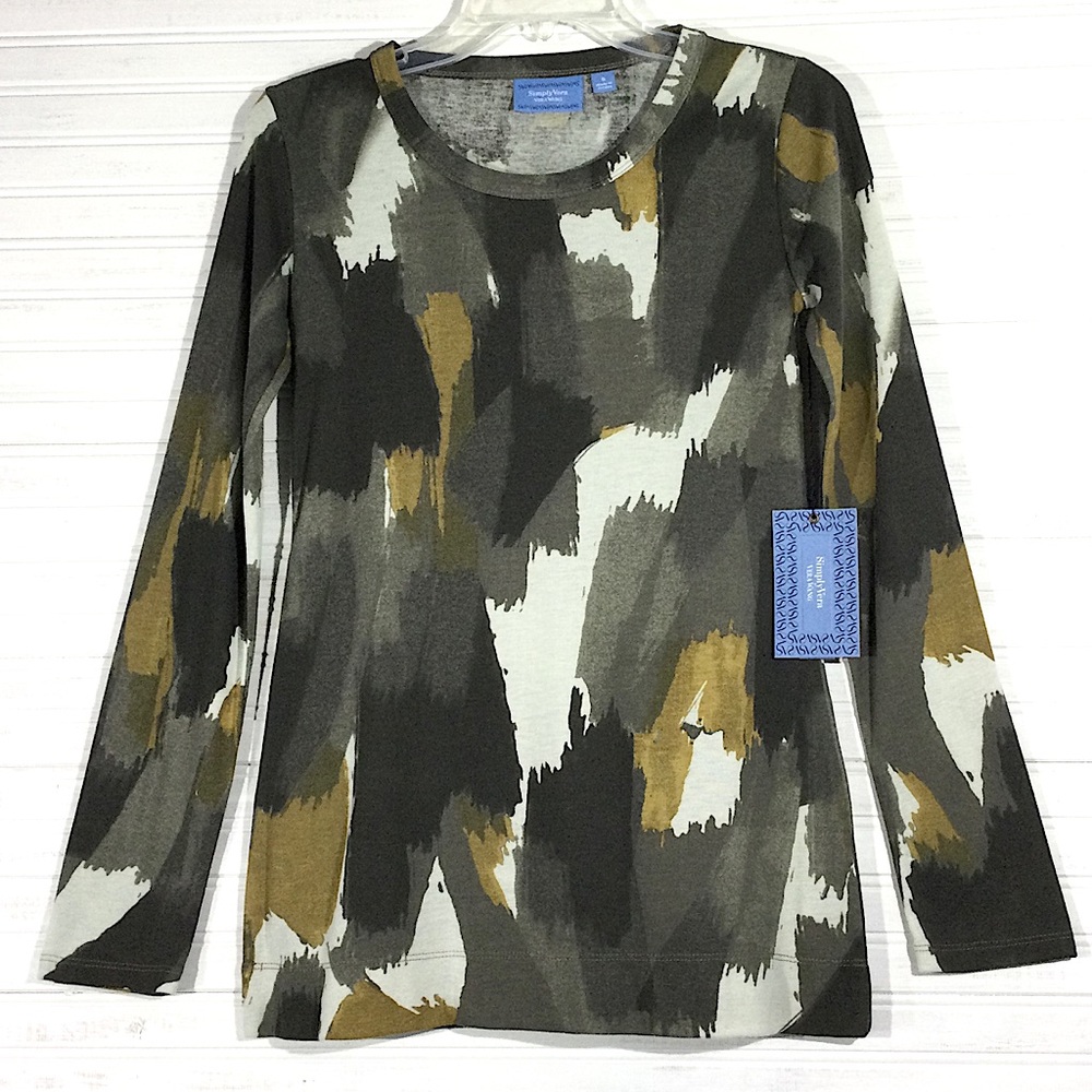 NWT SIMPLY VERA Vera Wang Abstract Tee Shirt